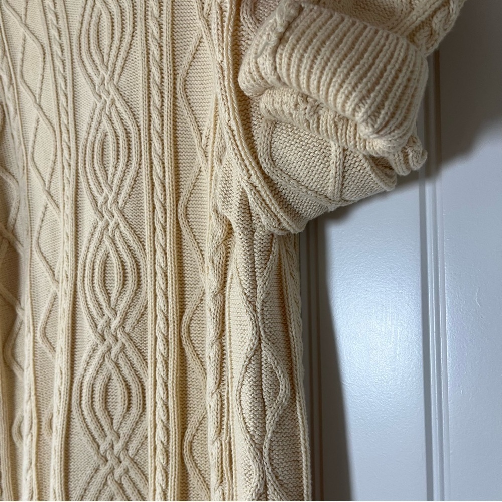 Vintage Cable Knit Fisherman Turtleneck Sweater Scandi Gilmore Size Small Cotton - Picture 5 of 10
